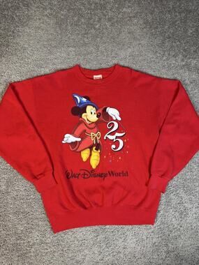 Vintage Disney Mickey Inc Sweatshirt Mens XL Red Mickey Mouse 25th Anniversary